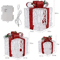 ATDAWN Set of 3 Lighted Gift Boxes Christmas