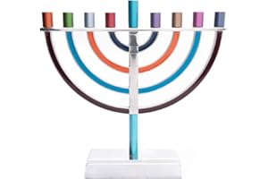 Yair Emanuel Hanukkah Menorah Classic Style Colored Branches (Multi Color, Large)
