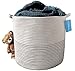 Cotton Rope Basket (White) - Blanket Basket, Storage for Baby Toys, Pillows, Towels, Laundry, Nursery Hamper/Organizer - Large 17 inch x 15 inch Round Woven Baskets with Handles, Living Room Decor