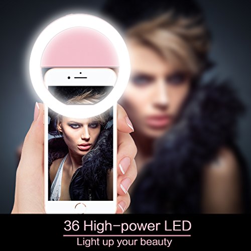 Meifigno Selfie Phone Camera Ring Light with [Rechargable] 36 LED Light, 3-Level Adjustable Brightness On-Camera Video Lights Clips On Night Makeup Light for iPhone iPad Sumsung Galaxy Photography - Thumbnail 5