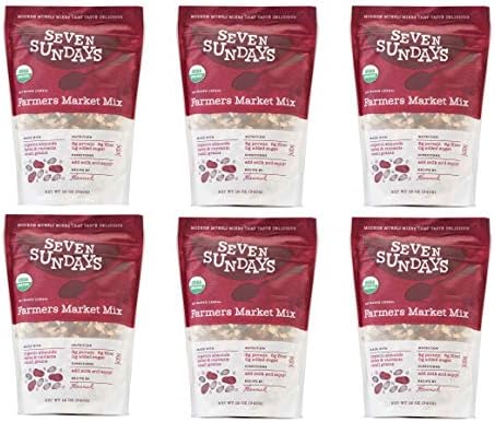 Seven Sundays Organic Gluten Free Muesli {12 oz. pouches, 6 Count} - Farmers Market Mix - Organic, Non GMO, Gluten Free Certified, No Added Sugar, Kosher