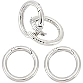 UNICRAFTALE 4Pcs Stainless Steel Spring Gate Rings Metal O Rings Hollow Round Ring Circle Connector Keychain Rings for DIY Jewelry Making Inner 28mm