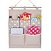 Homecube Linen Cotton Fabric Wall Door Cloth Hanging Storage Bag Case 5 Pocket Home Organizer (White Polka Dots)