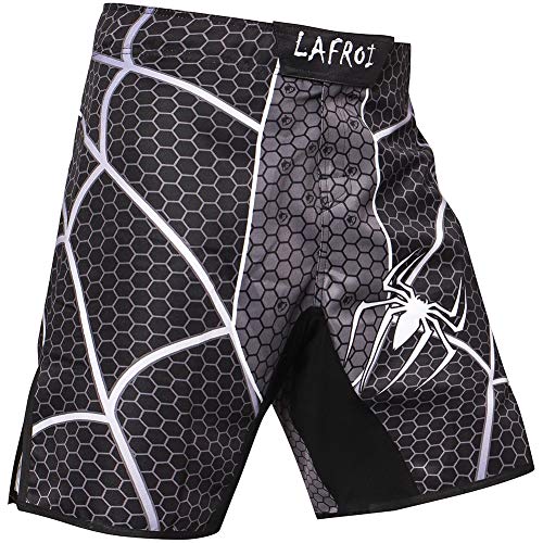 LAFROI Mens MMA Cross Training Boxing Shorts Trunks Fight Wear with Drawstring and Pocket-QJK01 (LA NoWhere2Run, Small)