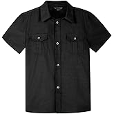 Bienzoe Boys Short Sleeve Shirt for School: Kids Button Up Collared Dress Fashion Shirts