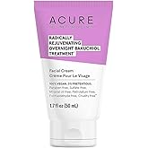 Acure Radically Rejuvenating Bakuchiol Facial Cream - Plant Squalane Retinol Alternative for Overnight Skin Treatment- Vegan Plant-Based Extract - Helps Reduce Appearance of Fine Lines, 1.7 fl oz