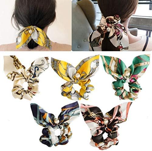 Kingsie ヘアゴム シュシュ 5点セット リボン パール 髪飾り 髪留め ヘアアクセサリー レディース 大人 おしゃれ