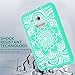 Samsung Galaxy Tab E Lite 7.0 Case, Galaxy Tab 3 Lite 7.0 Girls Case, Hocase Shockproof Hybrid Silicone Rubber Bumper+Hard Shell Protective Case with [Raised Edges] - Teal Mandala Flowers/Grey