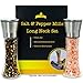 Stylish Salt & Pepper Shaker, Grinder/Mill Set of 2 with clean Tall Glass Body and Brushed Stainless Steel Top, Comes in Fancy Gift Box w/ Magnetic Closure, Includes BONUS Long Handle Cleaning Brush