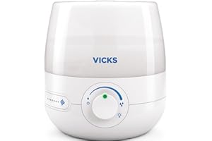 Vicks VUL530C NaturalCare Cool Mist Ultrasonic Small Room Humidifier and Diffuser for Baby, Bedroom, Office desk, with 7-Colo