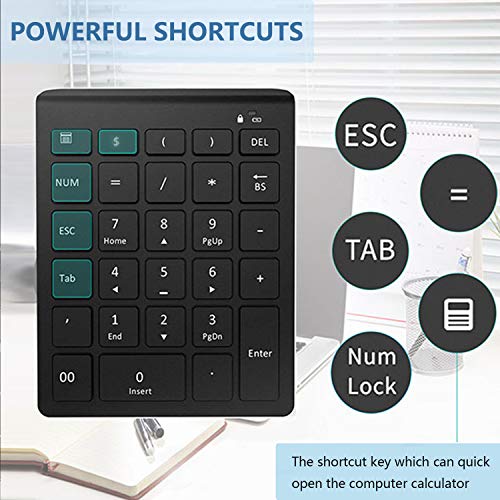 Number Pad and Mouse Combo, Lekvey 2.4G Wireless Portable 28-Key Financial Accounting USB Numeric Keypad and Mouse for Laptop Desktop Computer PC Surface Pro,etc