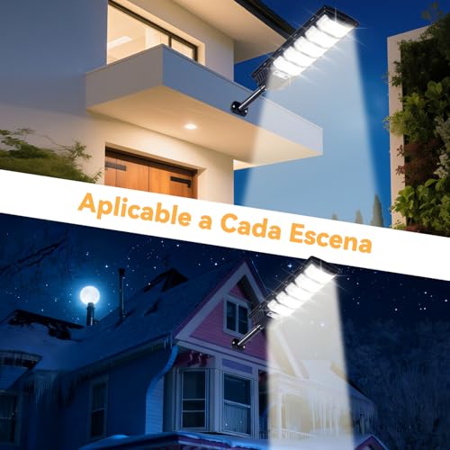 Dopwii Lamparas Solares Exterior 6000mAh,240 LED 15000 Lúmenes con Sensor de Movimiento, Luces Solares para Exterior Jardin, IP65,Lámpara Solar con 4 Modos de Iluminación y Mando a Distancia(2 Piezas)
