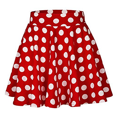 50's Costume Accessories Set Girl Vintage Dot Skirt Scarf Headband Earrings Cat Eye Glasses for Party (S, RED)