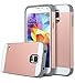 ULAK S5 Case, Galaxy S5 Case for Women, Hybrid Dual Layer Slim Fit Shockproof Protective Case Cover for Samsung Galaxy S5 / Galaxy SV/Galaxy S V/Galaxy i9600 2014 Rose Gold/Gray