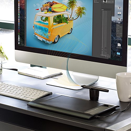Turcom TS-6580 Graphic Tablet Drawing Tablets and Pen/Stylus for PC, Mac Computer, 8 x 5 Inches Surface Area 2048 Levels of Pressure Sensitive Surface, 5080 LPI Resolution, Ideal for Kids and Artists - Thumbnail 2