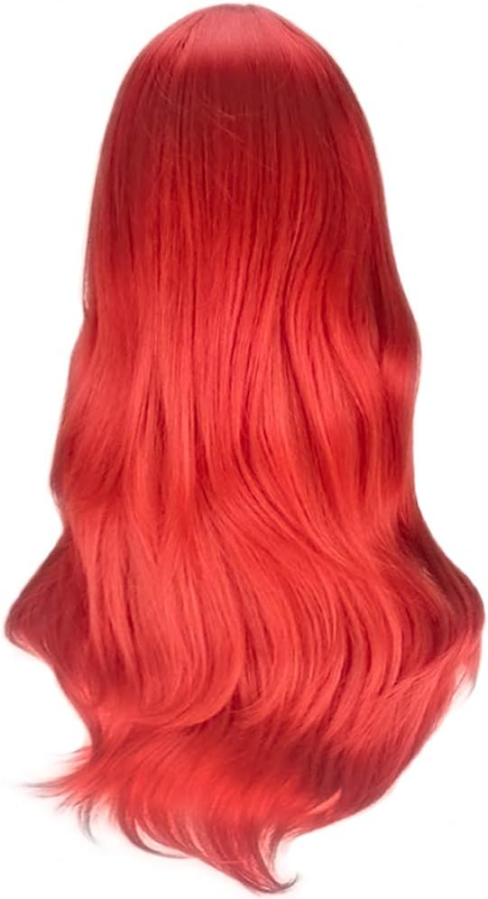 YEESHEDO Women's 28" 70 cm Cosplay Wig Long Wavy Curly Hair Ends with Bangs Wigs for Girls Heat Resistant Synthetic Wig for Party Costume Anime Halloween (Red) - Image 4