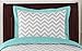 Turquoise and Gray Zig Zag Childrens, Kids, Teen 3 Piece Full / Queen Girl or Boy Chevron Bedding Set