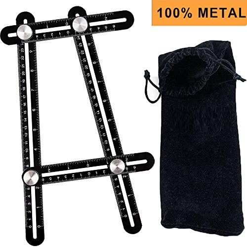 Zinuo Universal Angularizer Ruler, Premium Aluminum Alloy Template Tool, Full Metal Multi-Angle Measuring Tool, Perfect Gifts for Builders, Carpenters, Handymen, Craftsmen, Roofers, DIY-ers (Black)