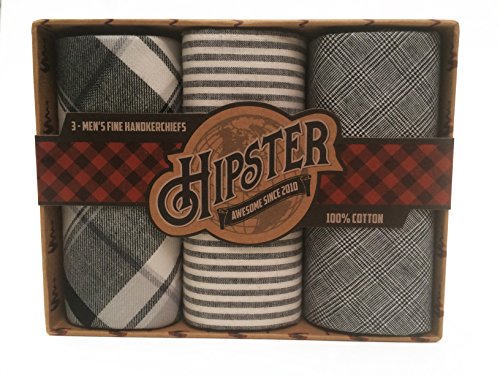Hipster 3 pack gift box handkerchiefs (gray)