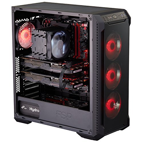 FSP E-ATX Mid Tower PC Gaming Case with 2 Translucent Tempered Glass Panels, 4 RGB Fans, and Asus Aura Sync Support(CMT520)
