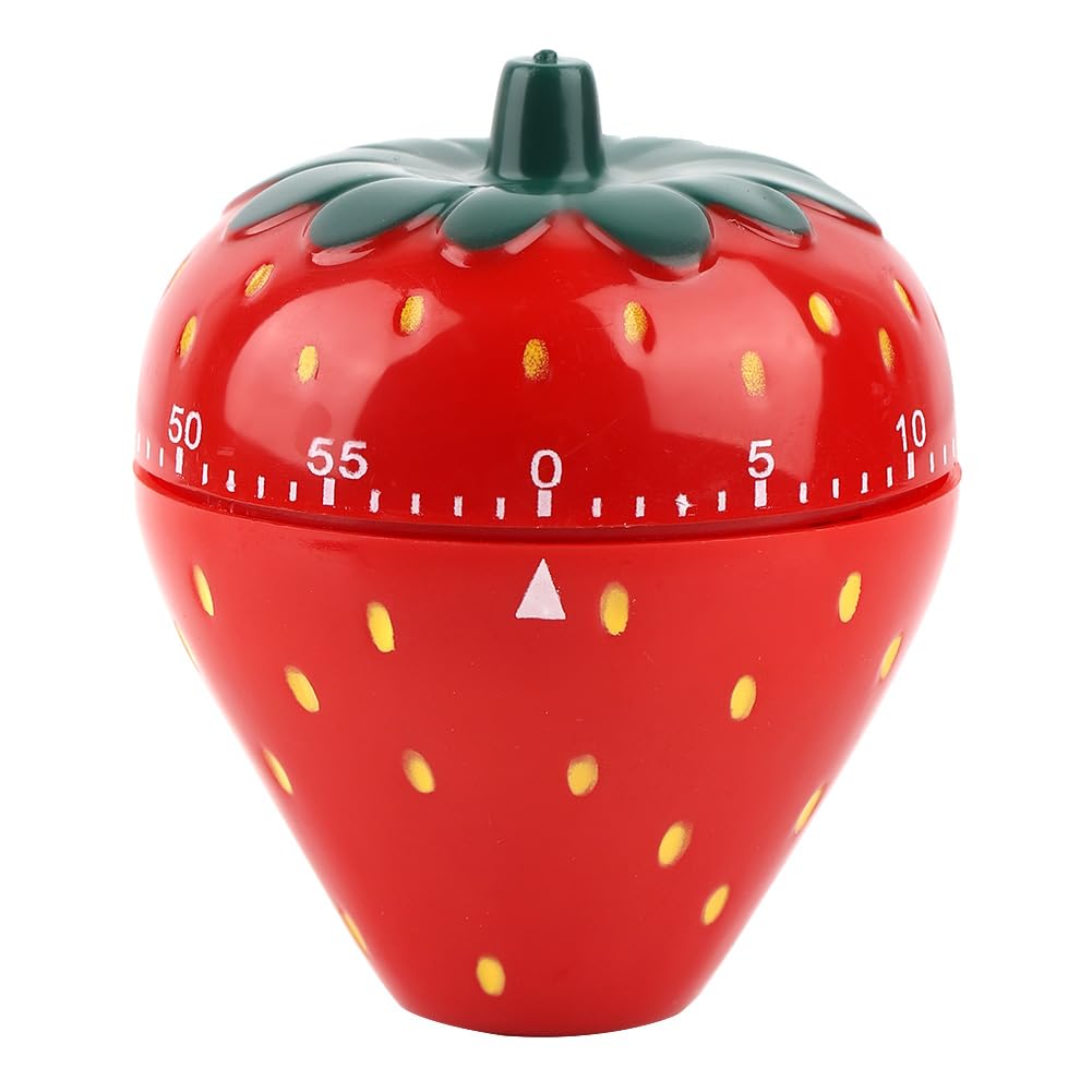 Kitchen Timer, Cute Fruit Strawberry Shaped 60 Minutes Kitchen Timer, Cute 360 Degree Rotating Mechanical Time Reminder, for Home Desktop Alarm Decoration