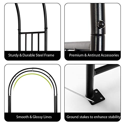 Giantex 7.2FT Wedding Arch for Ceremony, Metal Garden Arbor Trellis for Climbing Plants Vines