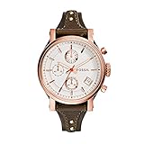 Fossil Women's ES3616 Original Boyfriend Rose Gold-Tone Watch with Brown Leather Band