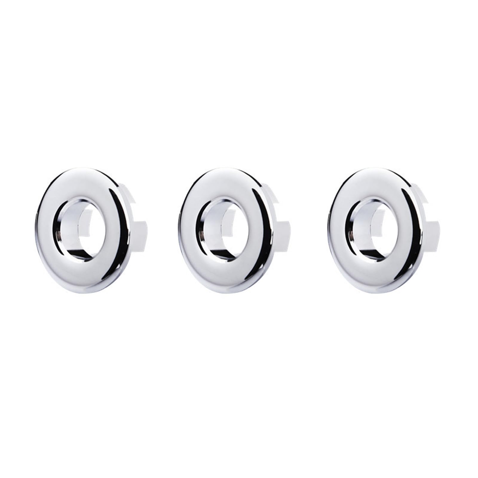 Leliafleury 3Pcs Sink Overflow Ring Basin Trim Drain Cap Cover Round Overflow Hole Cover Sink Hole Replacement for Kitchen Bathroom Toilet Washing Basin (Bright Silver)