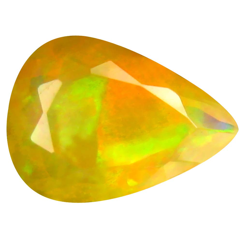 2.30 ct Pear Cut (12 x 9 mm) Un-Heated Transparent Quality Ethiopian Welo Rainbow Opal Natural Loose Gemstone