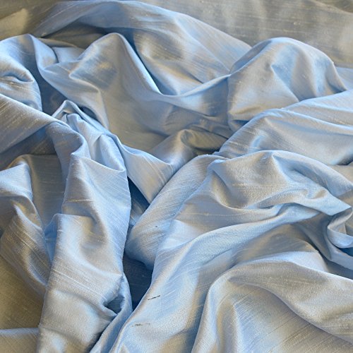 44" Wide - Iridescent Baby Blue Dupioni Silk, 100% Silk Fabric, By The Yard