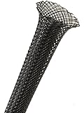 1/2" PET Expandable Braided Sleeving- 10ft - Black