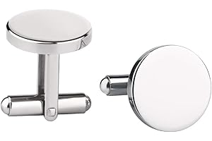Cufflinks for Men, Driew Cufflinks Blank Cufflink Cuff Links men Flat Pad Blank Setting Tray 1 Pair,Round