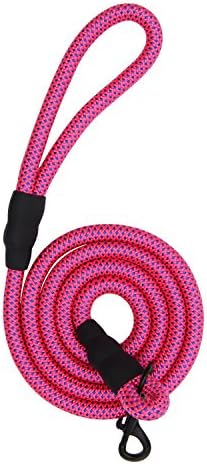 Gefry 5 or 6 Feet Long Braided Nylon Rope Sturdy &amp; Durable Thick Training Dog Cat Leash (Lth:6‘, Diam:1.0cm, Pink+Blue)