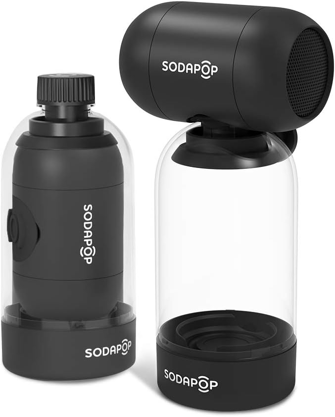 SODAPOP Portable Bluetooth Speaker - Portable Wireless Speaker, Loud Dual Stereo Sound, Rich Bass, 30 Hour Playtime, Built-in Mic, Splash Resistant, Superior Sound for Party, Travel, Beach - Black