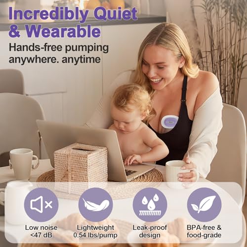 MAGEPAPA Extractor de Leche Materna Eléctrico Portátil Manos Libres, 4 Modos y 12 Niveles Ajustables con Memoria Inteligente para Madres Lactantes