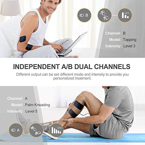 POHAKU Dual Channel TENS EMS Unit, 20 Modes Rechargeable TENS Unit Muscle Stimulator Machine with 2\