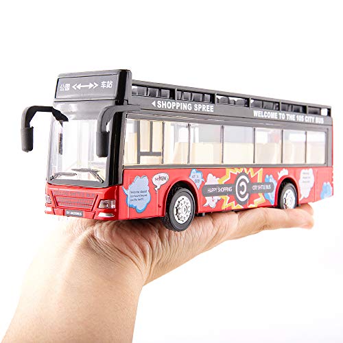 TGRCM-CZ 1/32 Scale Double Decker Bus Casting Car Model, Zinc Alloy Toy Car for kids, Pull Back Vehicles Toy Car with Lights and Sound for Toddlers Kids Boys Girls (Red) - Thumbnail 6