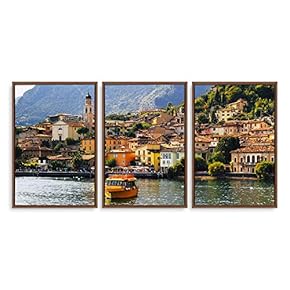 3 Piece Framed Canvas Wall Art for Living Room, Bedroom Italy City Landscape Canvas Prints for Modern Home Decoration Ready to Hang - 16"x24"x3 Panels