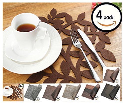 Dulce Cocina Placemats - Give Your Dinning Table A Personal Touch - 38 cm (15 Inch) Round Felt Place Mats In Chocolate - Liquid Absorbent & Heat Resistant