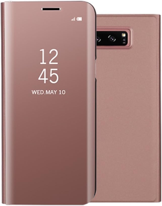 CARYYCY Flip Case Clear View Standing Smart Cover All-around protection PC Hard Case Cover For Samsung Galaxy S6 Edge (S6 Edge Rosegold)