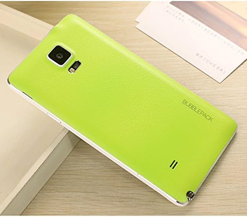 Galaxy Note 4 Back Cover, ANLEY Bubble Pack Series - [Leather Feel] [Original Fit] Back Battery Cover Plate Replacement for Samsung Galaxy Note4 (Lime Green) + Free Ultra Clear Screen Protector Film