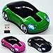 Elsees 2.4GHz 3D Car Shape Wireless Optical Mouse USB Gaming Mouse with Receiver for PC Laptop (Green)