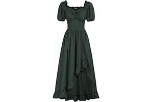 Scarlet Darkness Renaissance Dress Women Cottagecore Corset Dress Ruffle Maxi Dress with Pockets