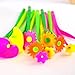 Plant flowers neutral ballpoint pen, Black Ink, Pack of 6, Random Color