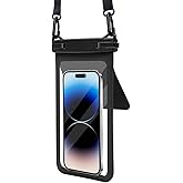 IAMPOK Double Space Waterproof Phone Pouch Case - IPX8 Water Proof Cell Phone Dry Bag with Lanyard,Vacation Beach Pool Kayak Cruise Travel Essentials, Phone Pouch Up to 7.5" Black