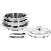 Cristel Casteline Multiply 18/10 Stainless Steel 7 Piece Cookware Set with Removable Handles