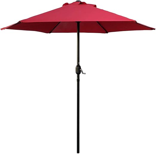 Amazon Com Abble Outdoor Patio Umbrella 7 5 Ft With Crank Weather Resistant Uv Protective Umbrella Durable 6 Sturdy Steel Ribs Market Outdoor Table Umbrella Red Garden Outdoor