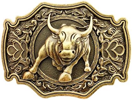 QUKE Long Horn Bull Rodeo Western Cowboy Belt Buckle For Men