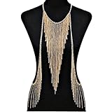 Yazilind Sexy Golden Alloy Tassels Chain Peals Linkages Connections Body Chain