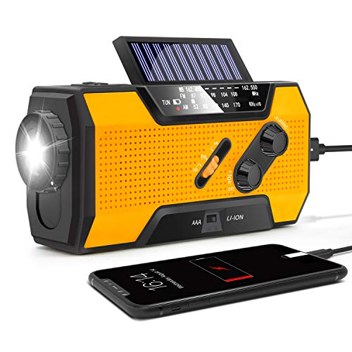 RunningSnail Solar Crank NOAA Weather Radio for Emergency with AM/FM, Flashlight, Reading Lamp and 2000mAh Power Bank（Orange） - Thumbnail 7